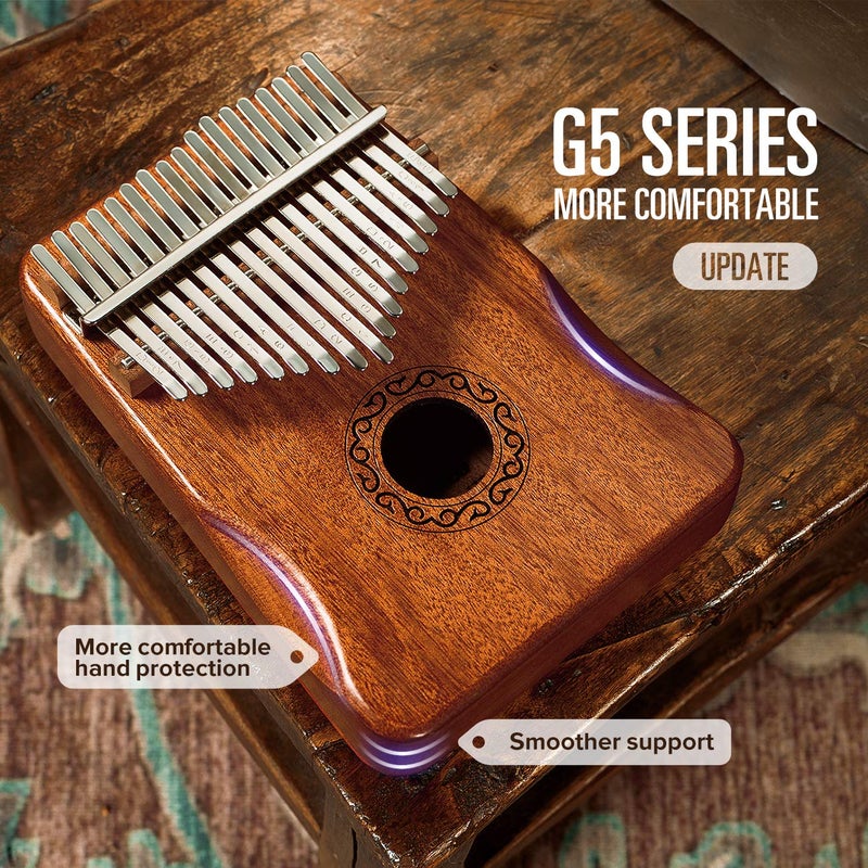 MIFOGE Kalimba Thumb Piano 17 Keys with Mahogany Wood,Mbira,Finger Piano Builts-in Waterproof Protective Box, Easy to Learn Portable Musical Instrument,Gift for Beginners (Mahogany) - Image 2